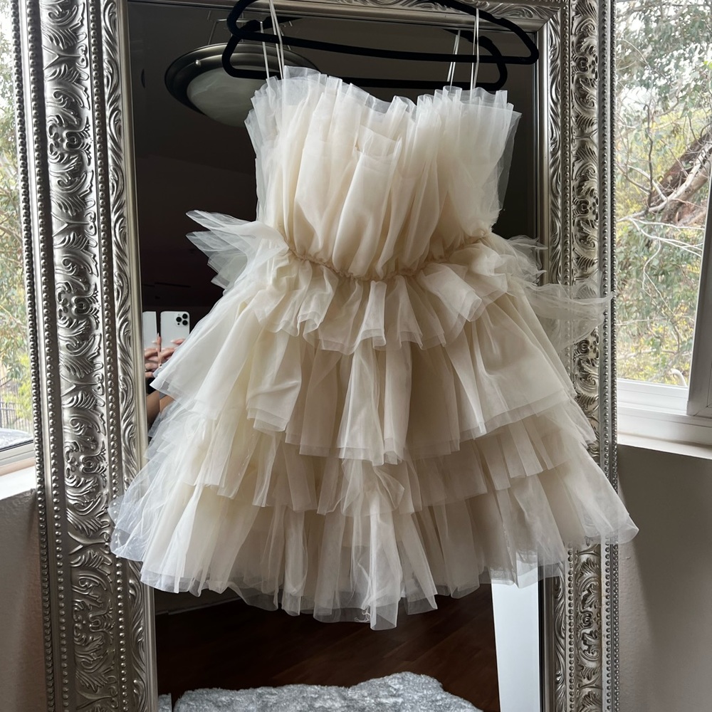 VICI Tulle Lille Strapless Tulle Mini Dress